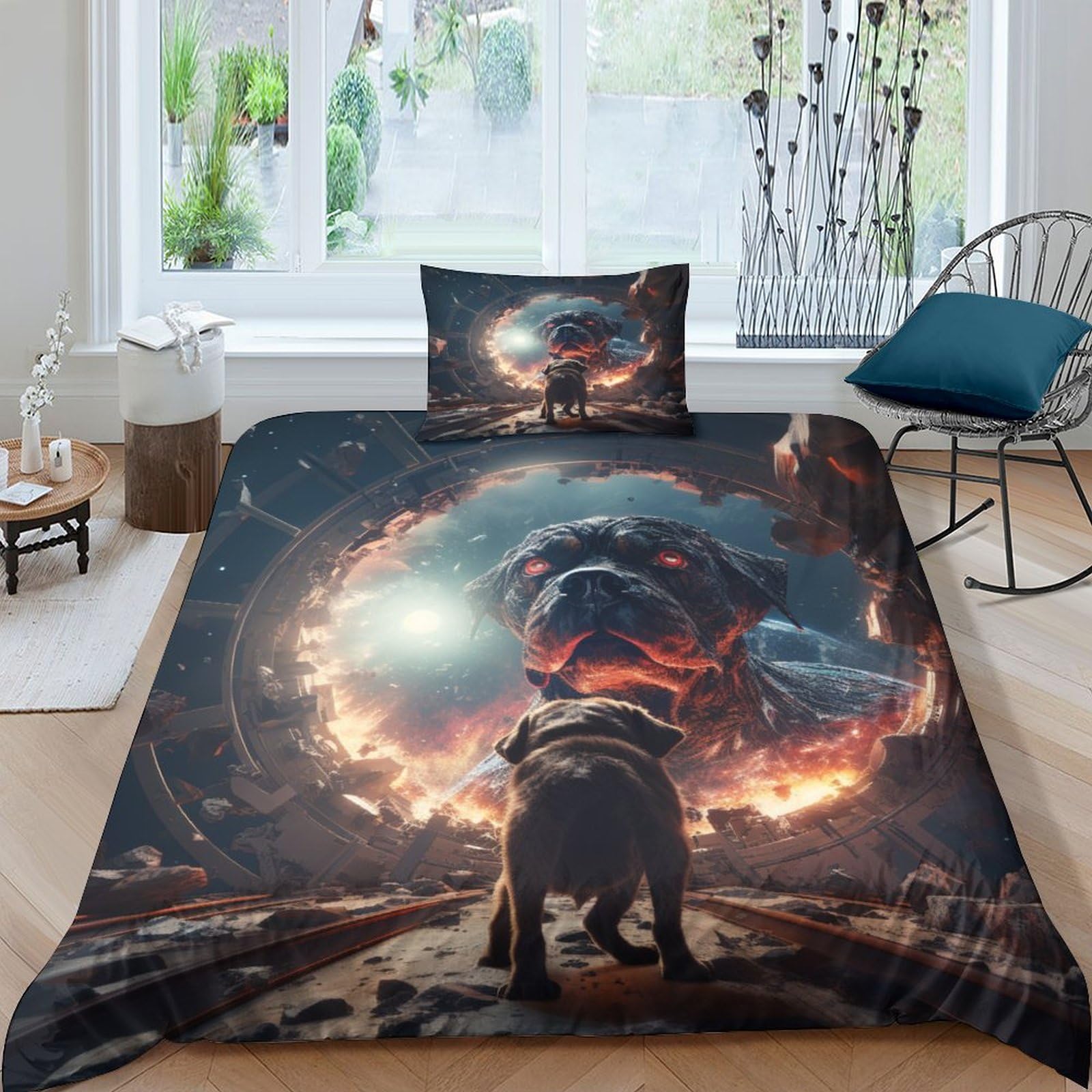 Housse de couette chien 3D dessin animé, le cadeau parfait pour lit d'enfant 1 place