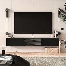 Atelier Mobili Floating TV Stand 70 Inch, Wall Mounted Entertainment Center, Modern TV Stand for Living Room, Black TV Stand for 65 Inch TV, Floating Entertainment Center for 65 Inch TV