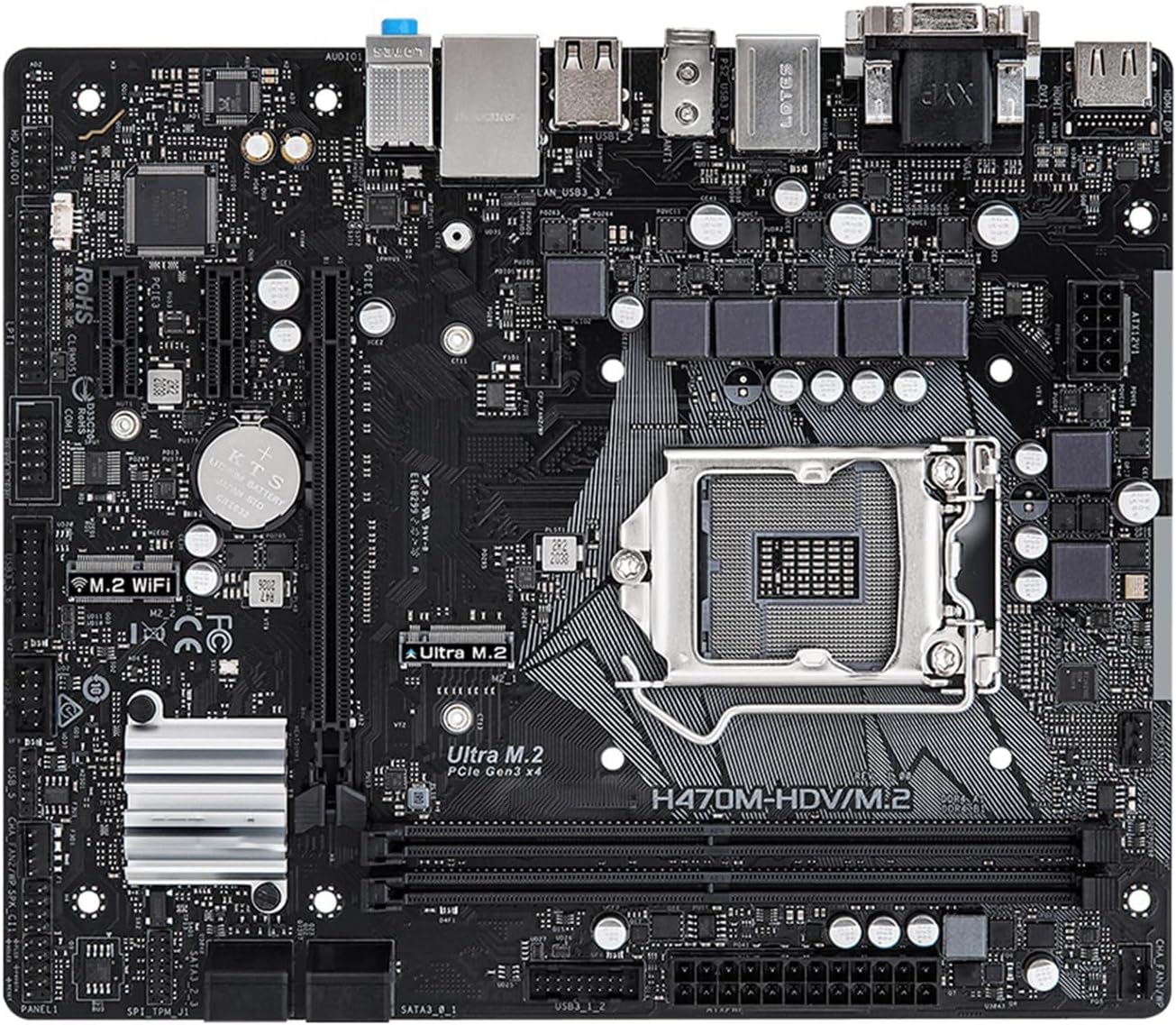 Computer Motherboards Fit for ASRock H470 Motherboard H470M-HDV/M.2 LGA 1200 DDR4 64GB Support 10105 10500 10100 10105cpu M. Micro ATX