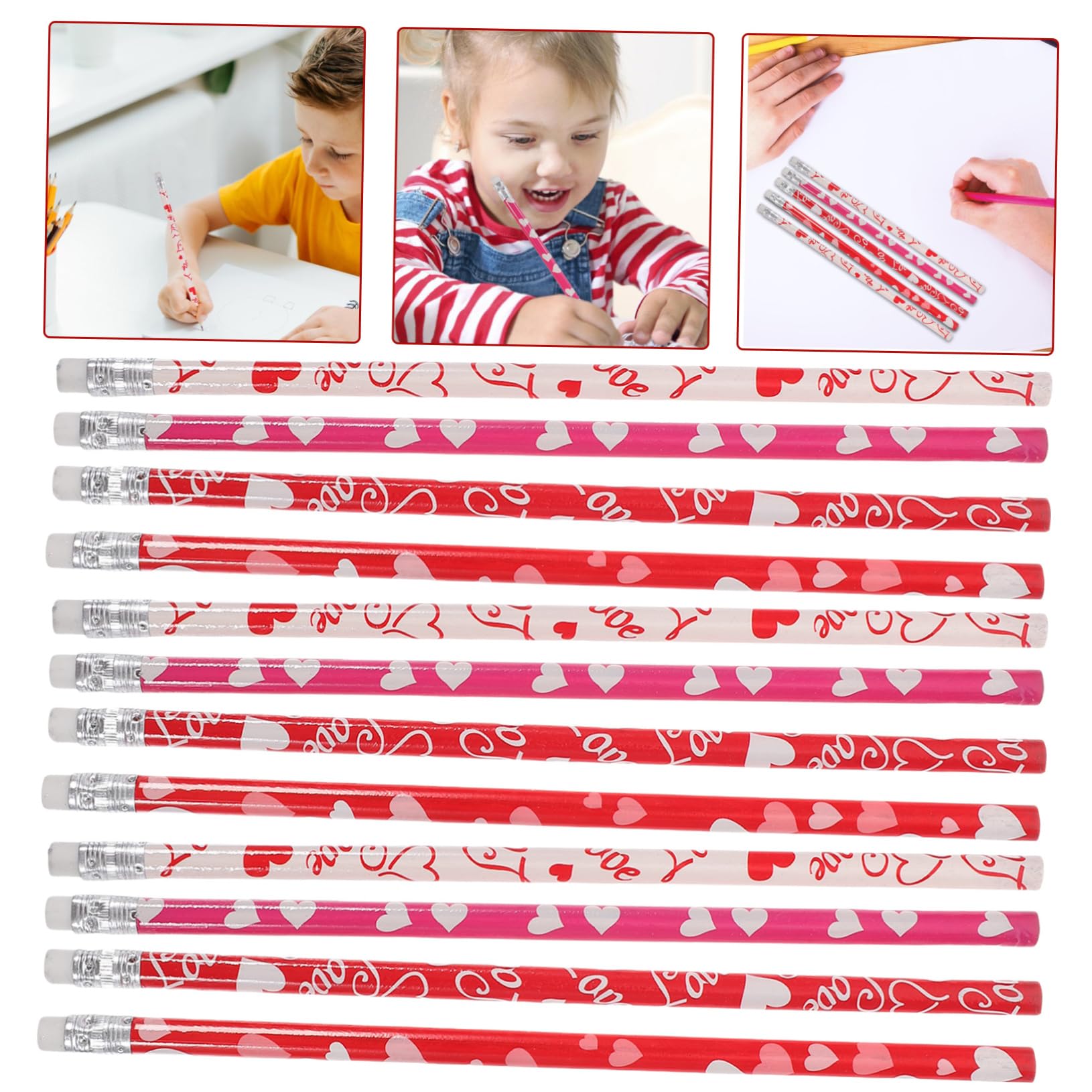 NUOBESTY 5 Ensembles Crayon Saint Valentin Crayons À Croquis Aiguiseur Électrique Faveur Étudiante Accessoires Fournitures D'écriture Étudiants Apprenant La Gomme 50 Pièces * 5