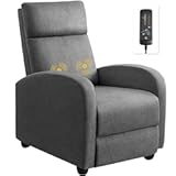 Furniwell Massage Recliner Chair for Living Room Adjustable Fabric Reclining Chair Home Theater Seating Modern Winback Single Sofa for Adults with Footrest &lpar;Gray&rpar;