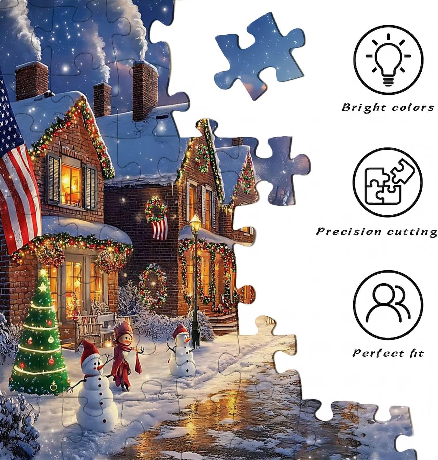 Puzzle Puzzle 1000 elementów dla dorosłych z plakatem w zestawie, drewniane puzzle do gry rodzinnej, edukacyjna i antystresowa gra edukacyjna, dekoracja ścienna, prezent urodzinowy, 75 x 50 cm zima