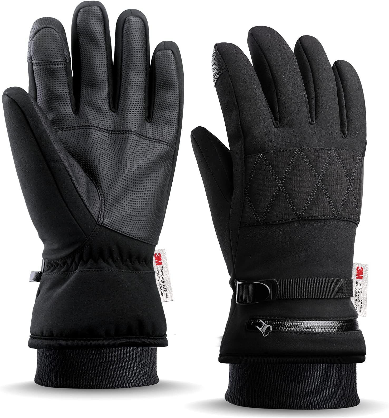 FlaminoWinter Ski Gloves, Made with 3M Thinsulate Insulation, Waterproof Work Gloves with Touchscreen, Warm Snow Gloves for Women Men in Cold