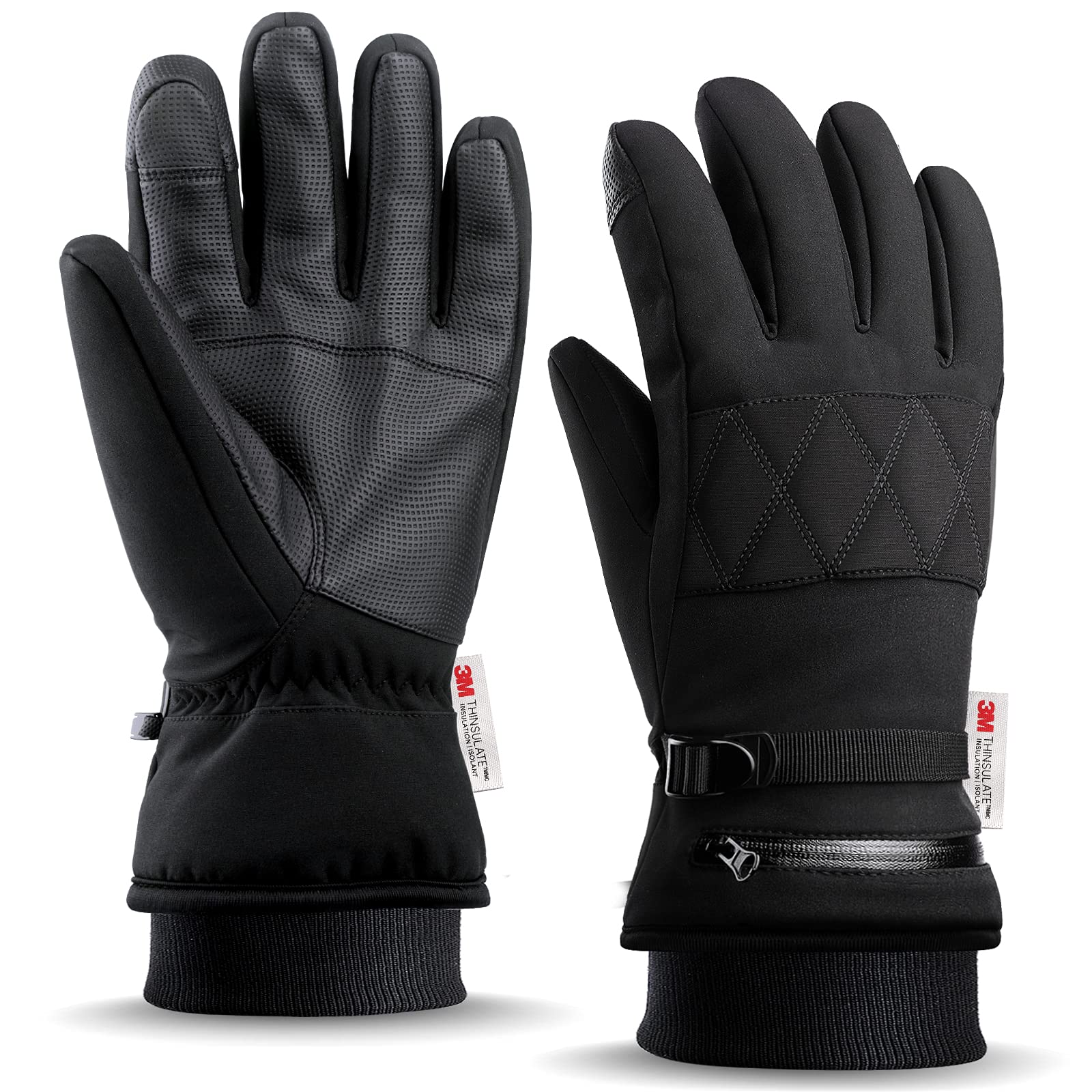 FlaminoWinter Ski Gloves, Made with 3M Thinsulate Insulation, Waterproof Work Gloves with Touchscreen, Warm Snow Gloves for Women Men in Cold