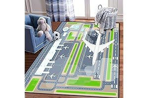 Airport Runway Kids Play Mat with Toys Airplane Theme