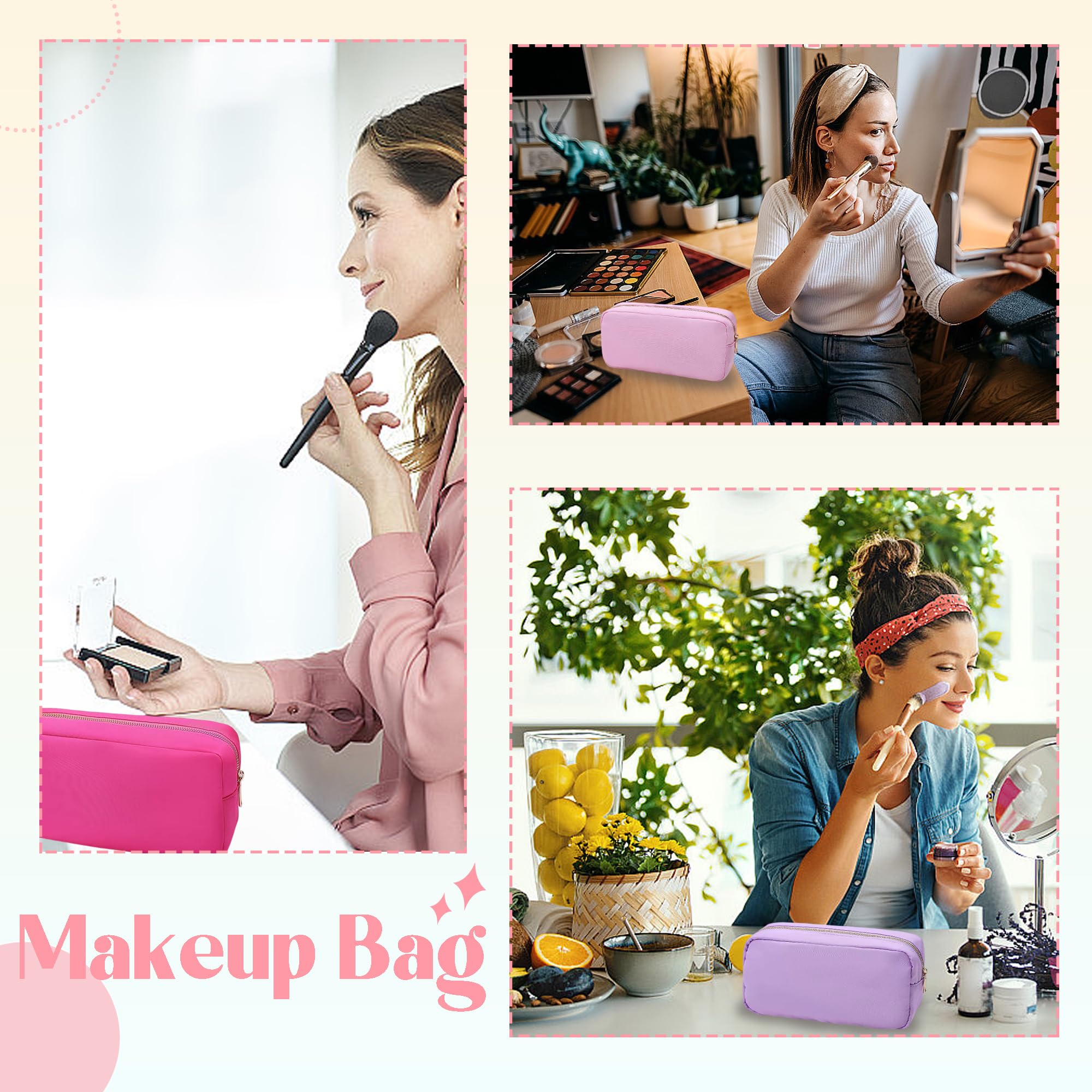 Personalized Sewing Initial Makeup Bag for Women, Customized Sewing Letter Patch Custom Makeup Bag, Toiletry Bag, Travel Bag, Custom Nylon Cosmetic Bags, Gift for Wife, Bride Bridesmaid Gift Bag