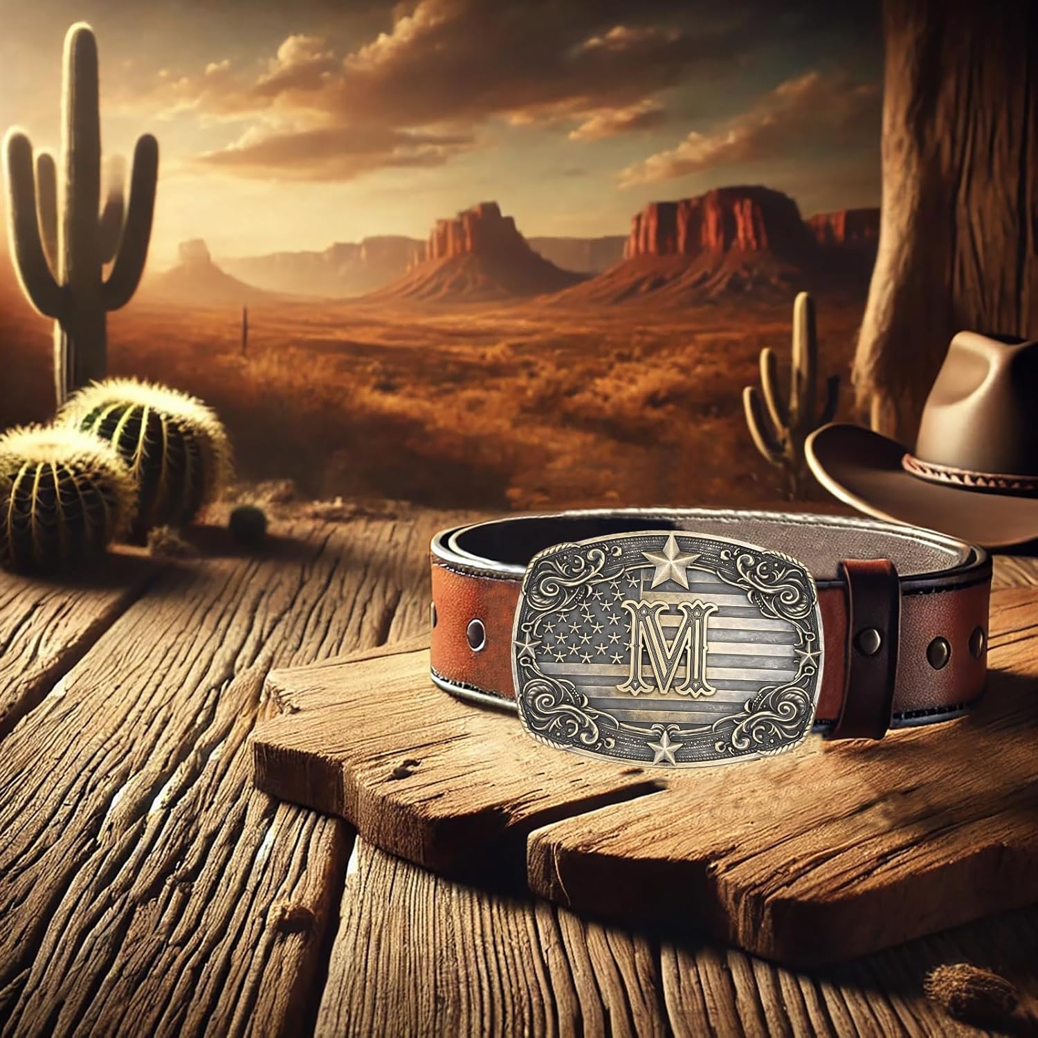 Cowboy Belt Buckle for Men Vintage Western Rodeo Texas Initial Letter ABCDJMR to Z Belt Buckles - Image 5