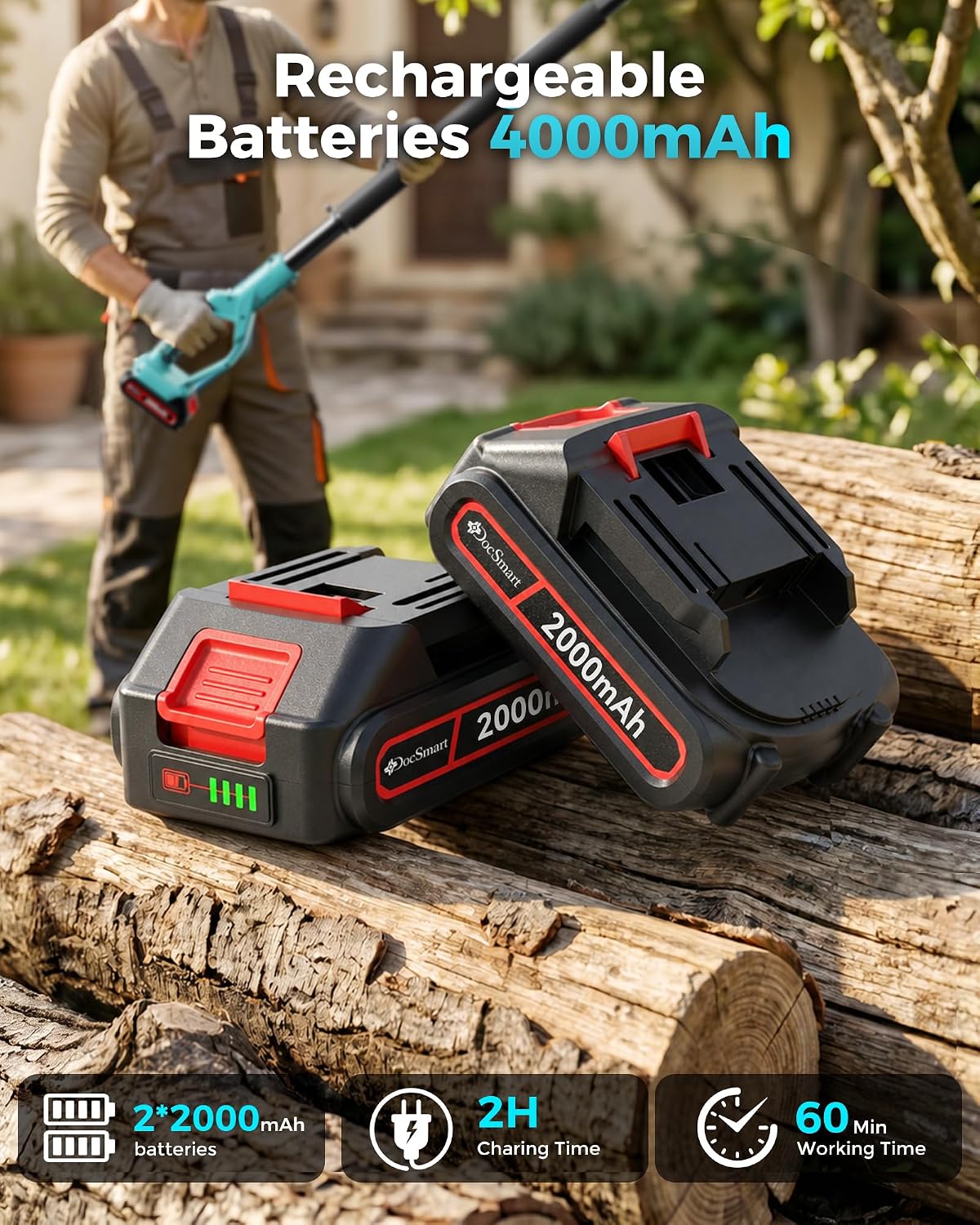 8" Electric Pole Saws for Tree Trimming, 1000W Brushless Motor image 5