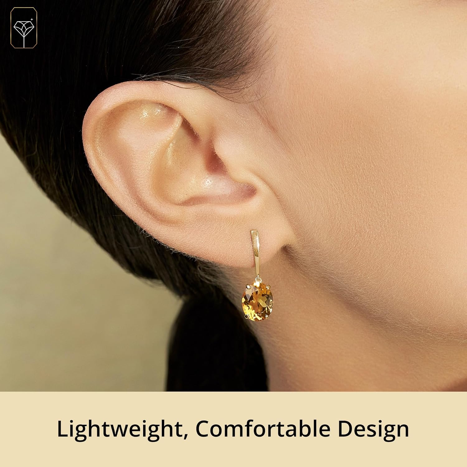 14k White or Yellow Gold Oval Cut Gemstone Drop Dangle Earrings for Women with 10mm x 8mm Birthstone and Push Back by MAX + STONE