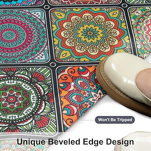 Miniatura 5 de QIYI Tapete de cocina antifatiga, tapete de cocina bohemio acolchado de espuma de 35 pulgadas de grosor, impermeable, cómodo, decoración bohemia,