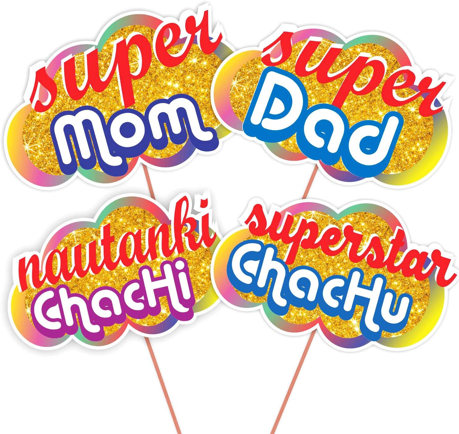 All Occasion Indian Family Photo Booth Party Props (18 Pieces)