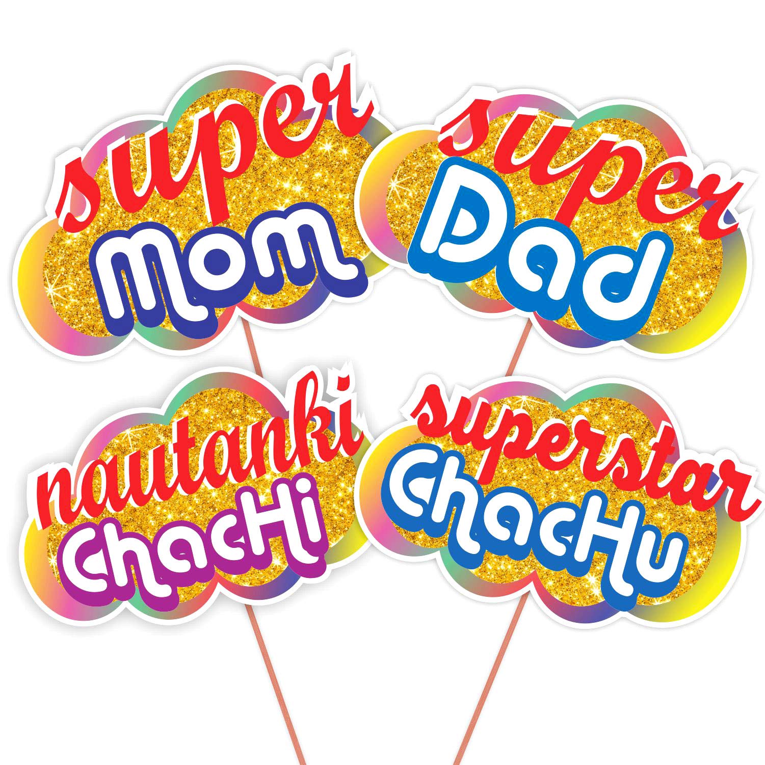 All Occasion Indian Family Photo Booth Party Requisiten (18 Stück)