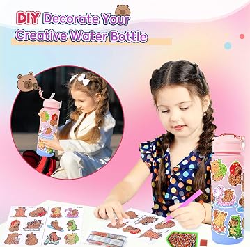 Ditucu Turtle Capybara Plush Gifts for Girls 4 5 6 7 8 9 10 Years Old with Stuffed Animal/Stickers/Water Bottle/Keychains/Diary/Pen/Headband/Comb/Necklace/Bracelet Plushies Toys Set