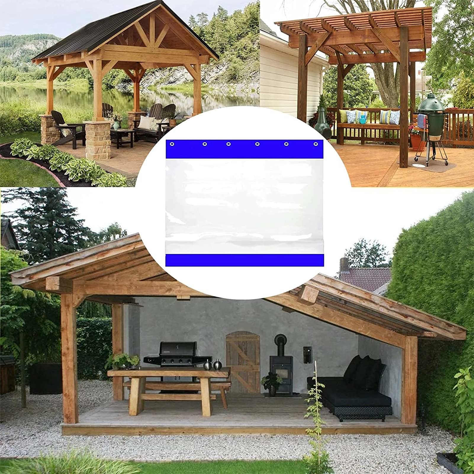 Telo Pergolato Tenda Antipioggia per Balcone Resistente agli Strappi con passacavo Antiruggine per Portico, Lavaggio Auto, Deposito(5x2.5m)