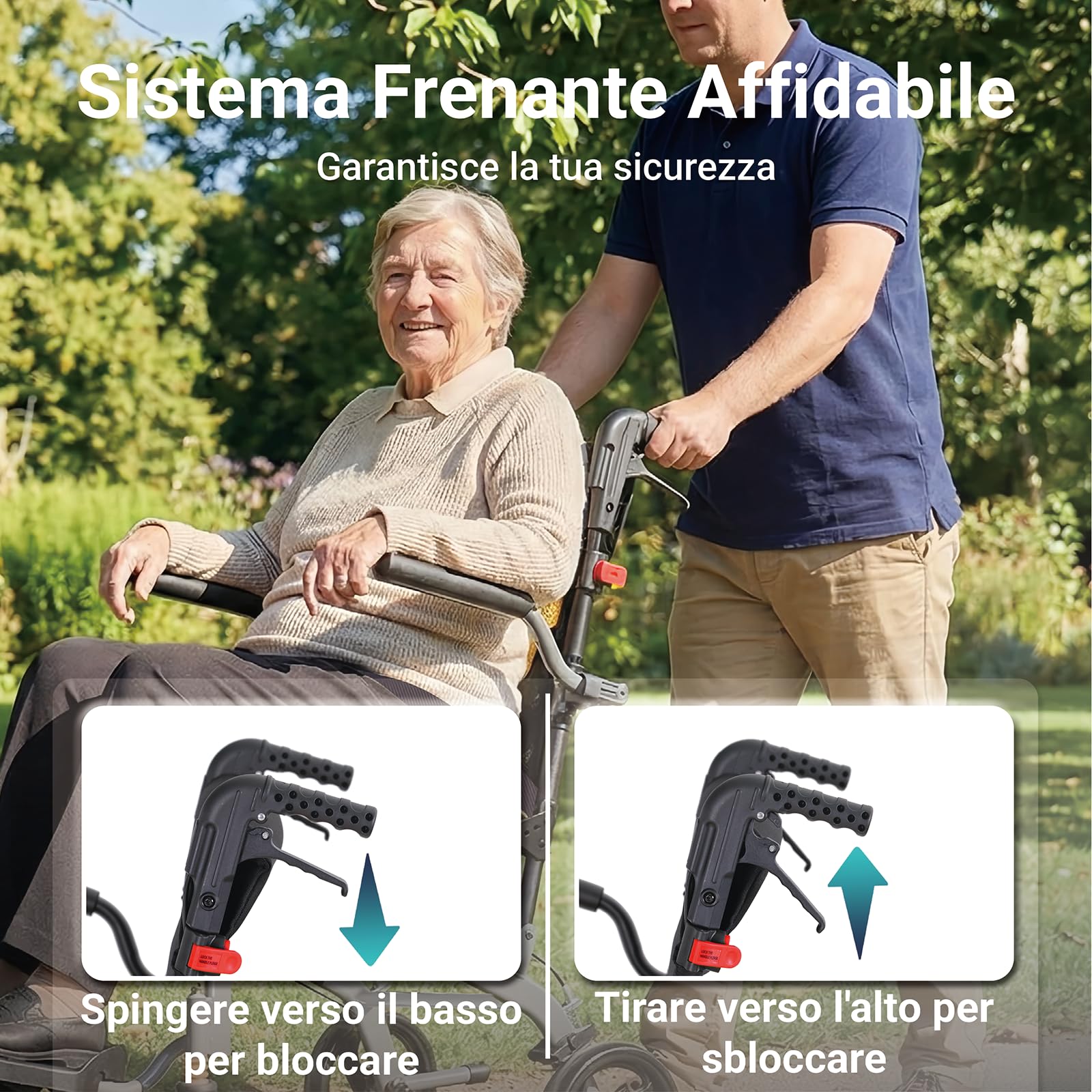 Sedia a Rotelle Pieghevole Sedia a Rotelle Trasporto Stretta Sedia a Rotelle pieghevole super-leggera da transito in alluminio per Disabili e Anziani Ergonomia Portata Massima 100 kg (Nero)