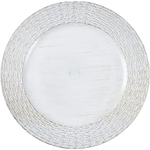 13" Chargers for Dinner Plates, Set of 6 Chargers for Dinner Plates, Plates for Party Table Decor Vintage White
