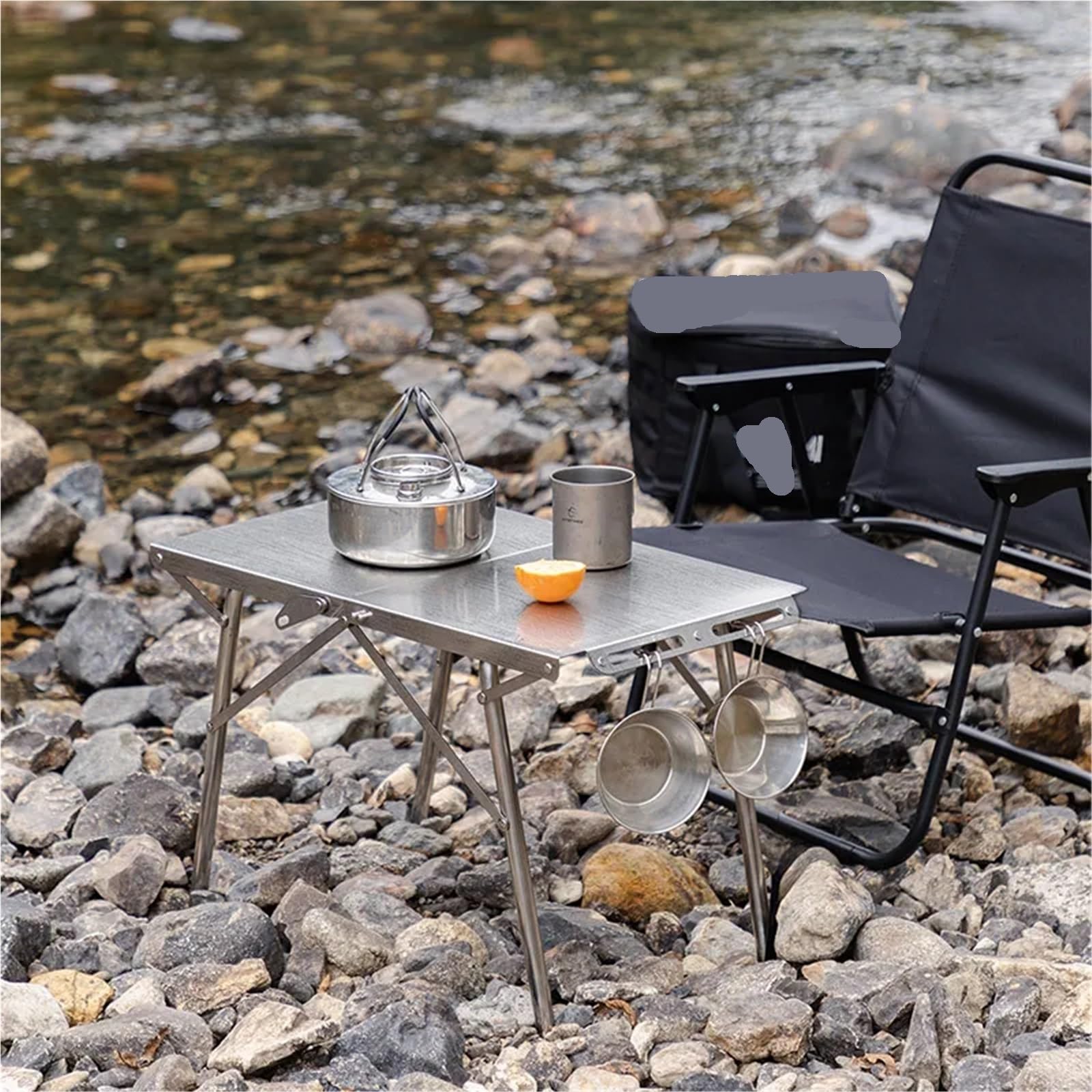 Tavolo pieghevole portatile in acciaio inox per campeggio all'aperto, resistente al calore, tavolo per barbecue, leggero e compatto, ideale per picnic e barbecue