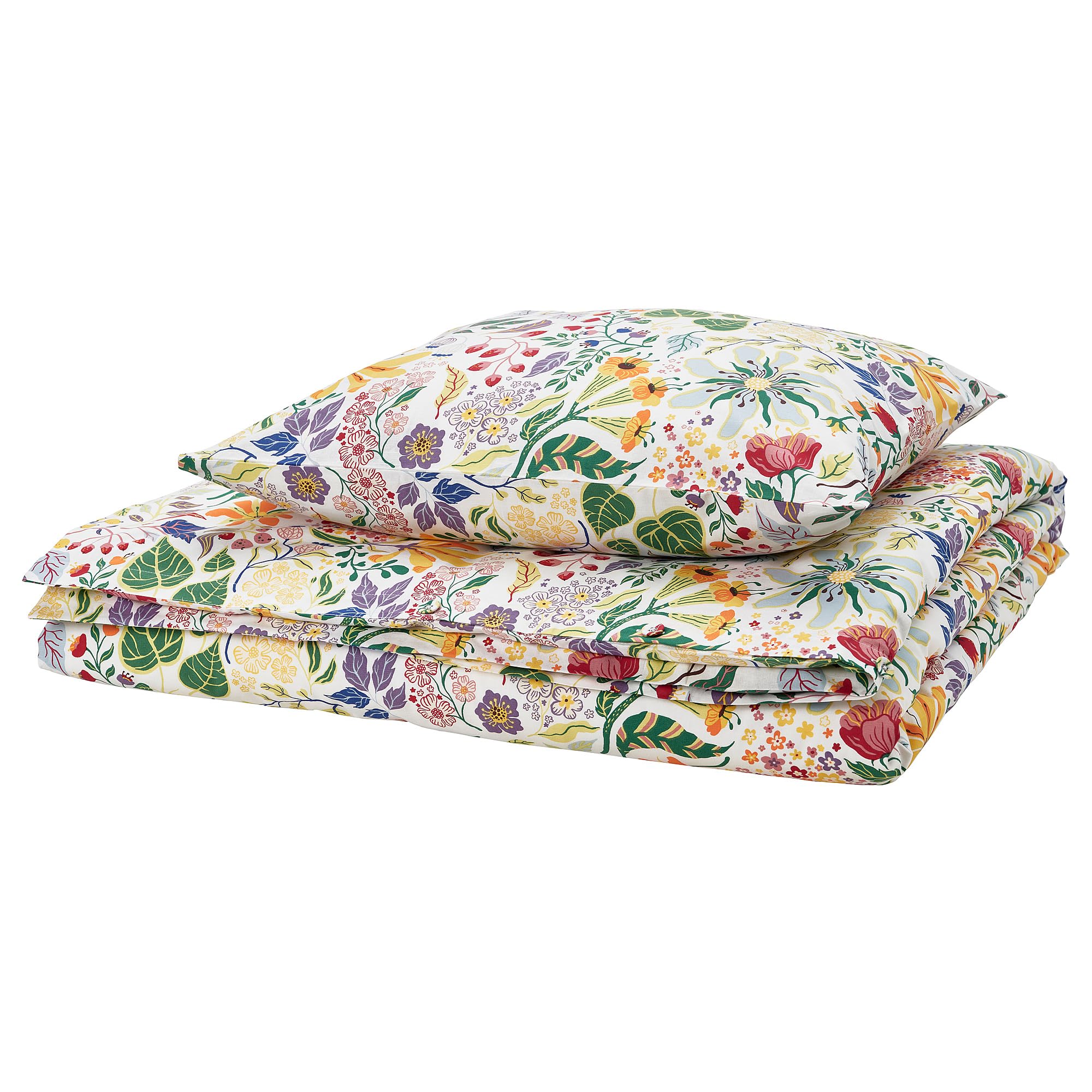 Housse de couette floral multicolore 150x200 anti-teint terne