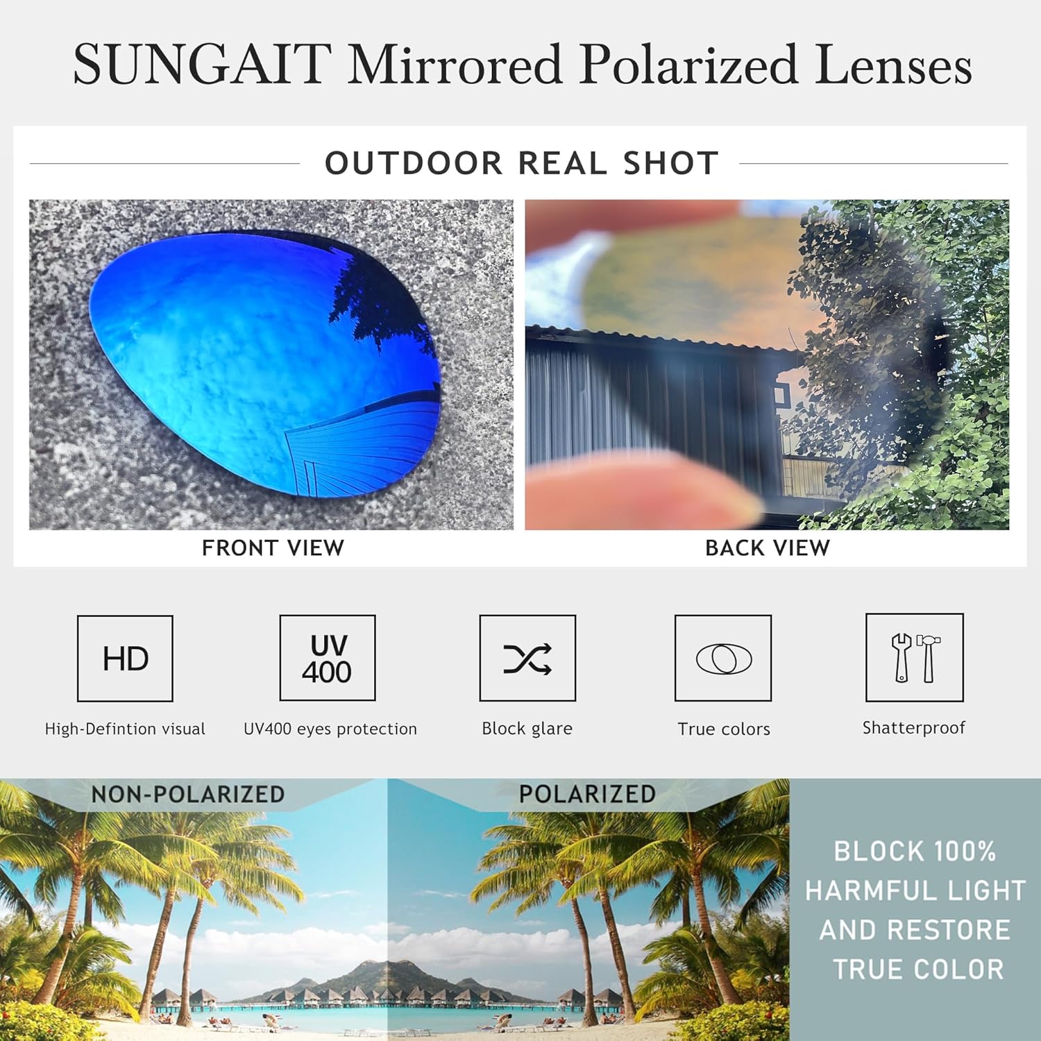 SUNGAIT Women's Lightweight Oversized Aviator Sunglasses - Classic Style Polarized Lens - Image 2