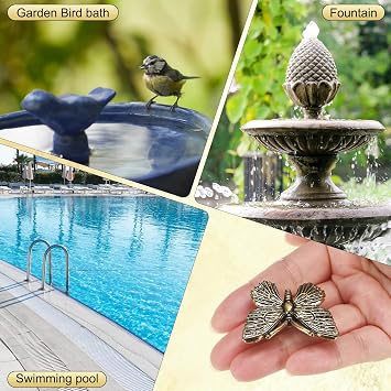 M METERXITY 3-Pack Bird Bath Copper Disk, Mini Bird Bath Copper Ornaments for Outdoor Birdbaths/Bowl Decor [Butterfly]