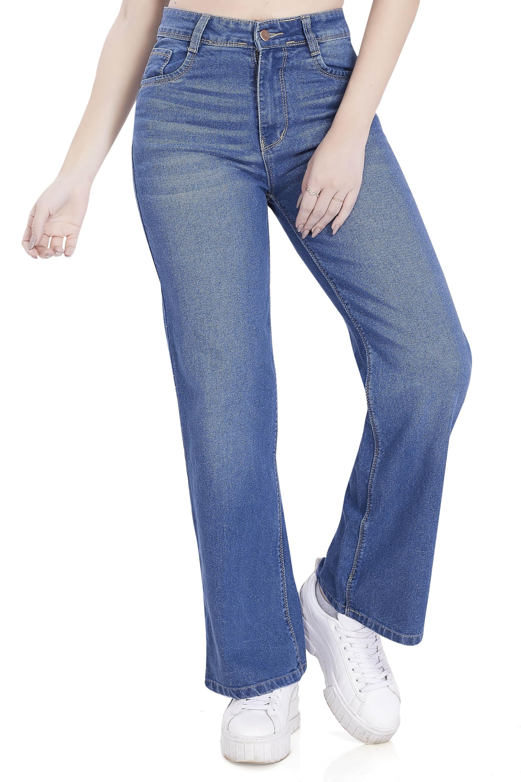 Women's Loose Fit Wide Leg Denim Jeans-image-12