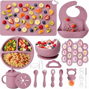19 Pcs Silicone Baby Feeding Set Eating Essentials for Newborn