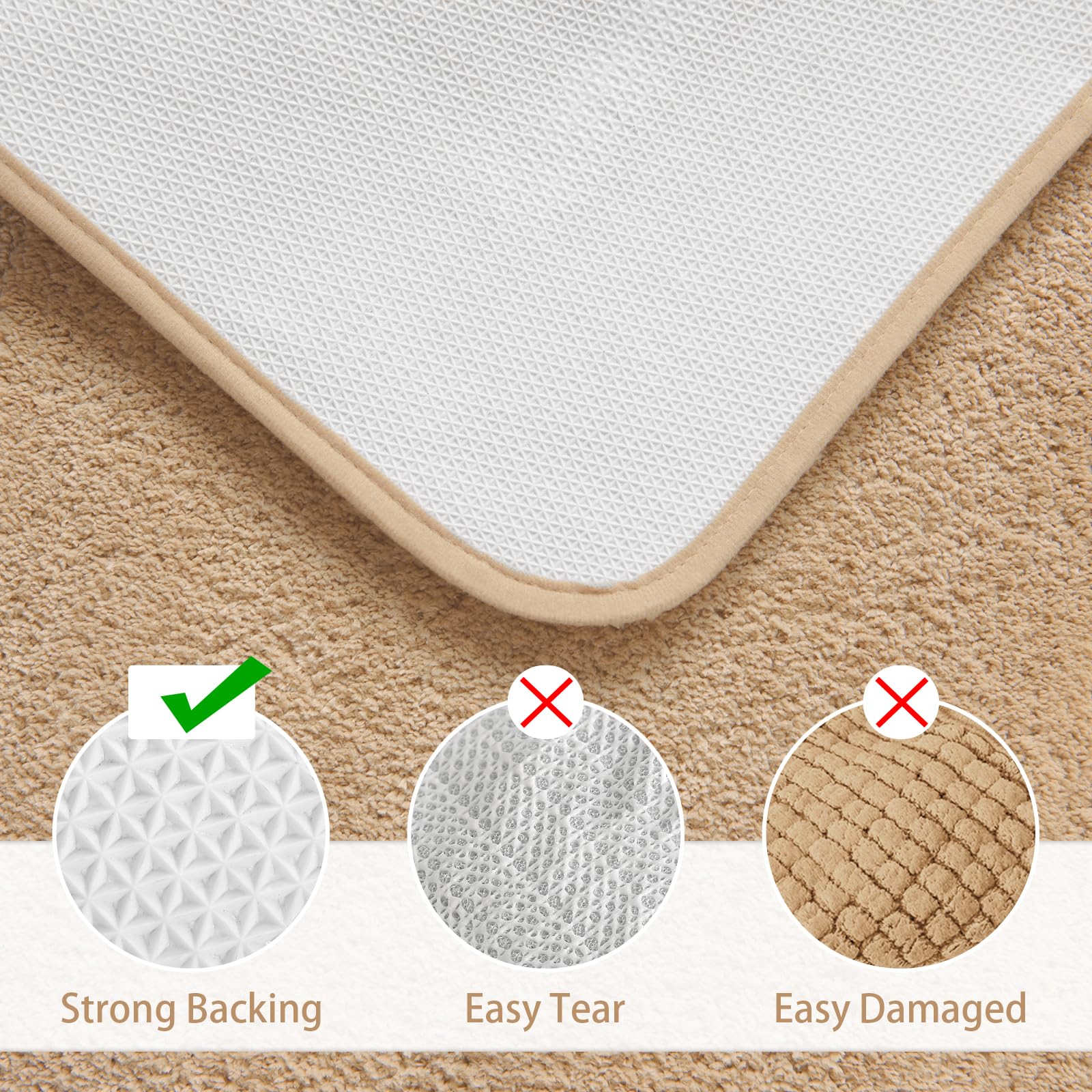 LOCHAS Badezimmerteppich-Set, Beige, weiches Badteppich-Set, 2-teilig, WC-Vorleger, U-förmig, 20 x 20 und 24 x 48 cm, Badteppiche, schnell trocknende Matten für Badezimmer, Badewanne, waschbar, super