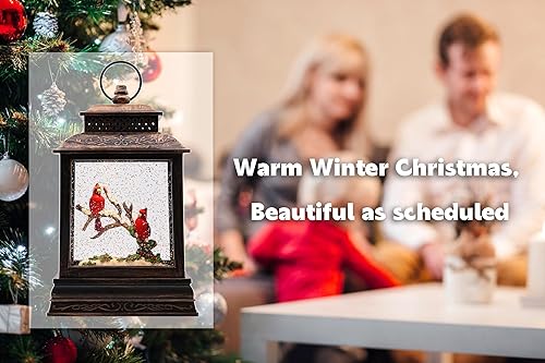 Miniatura 5 de Linterna de globos de nieve de Navidad, luz de agua intermitente giratoria musical con temporizador de 6 horas, decoración y regalo de Navidad