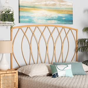 Bali & Pari Halia Modern Bohemian Natural Rattan Queen Size Wall-Mounted Headboard