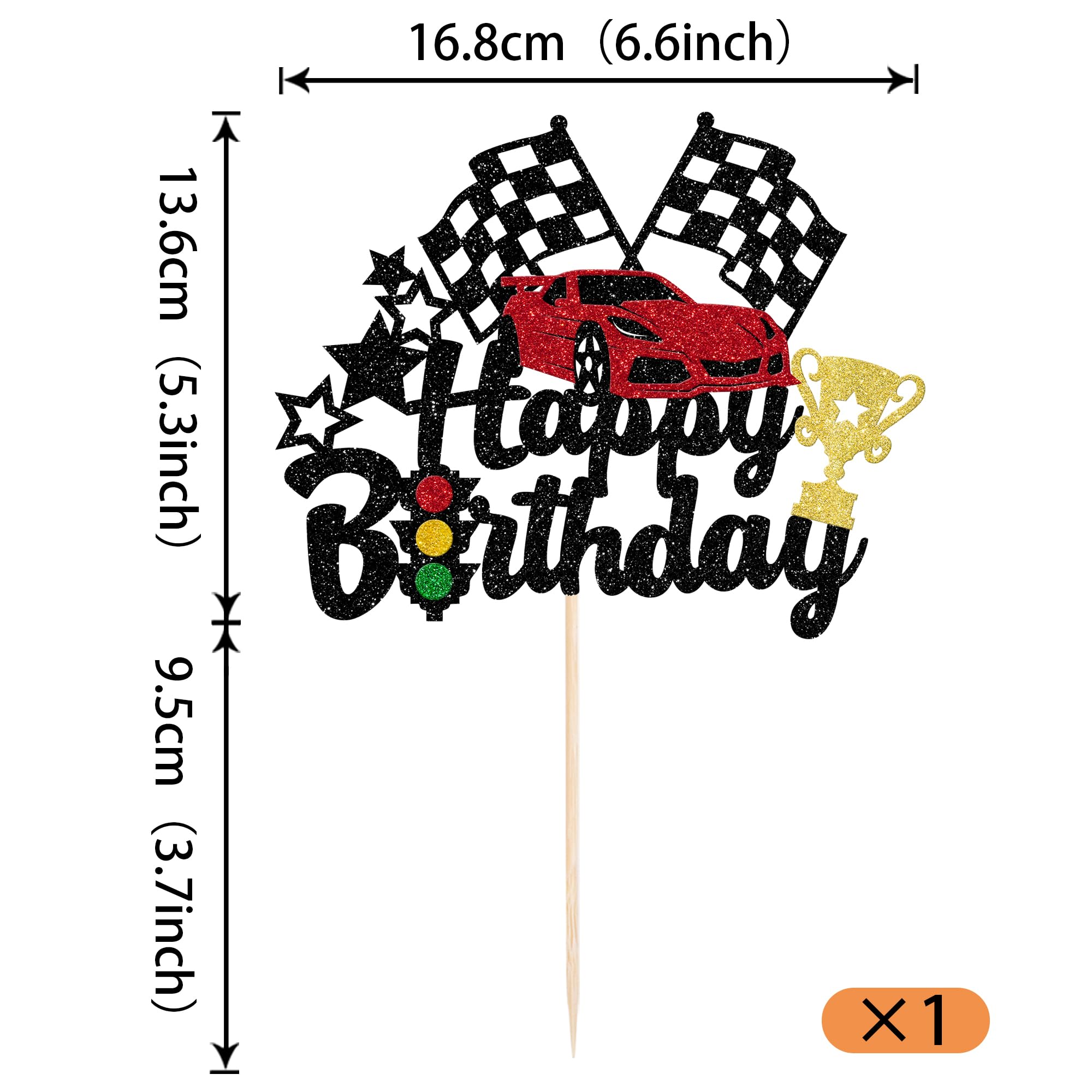 Rsstarxi 1 Pack Race Car Cake Topper Traffic Light Trophy Flag Racing Happy Birthday Cake Pick for Go Racing Theme Baby Shower Kids Birthday Party Cake Decorations