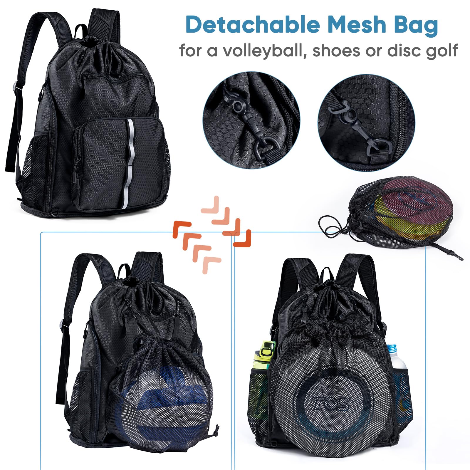 Mochila de playa grande impermeable a prueba de arena, bolsa de piscina con cordón de gran tamaño con compartimento para zapatos para artículos de tocador, toalla