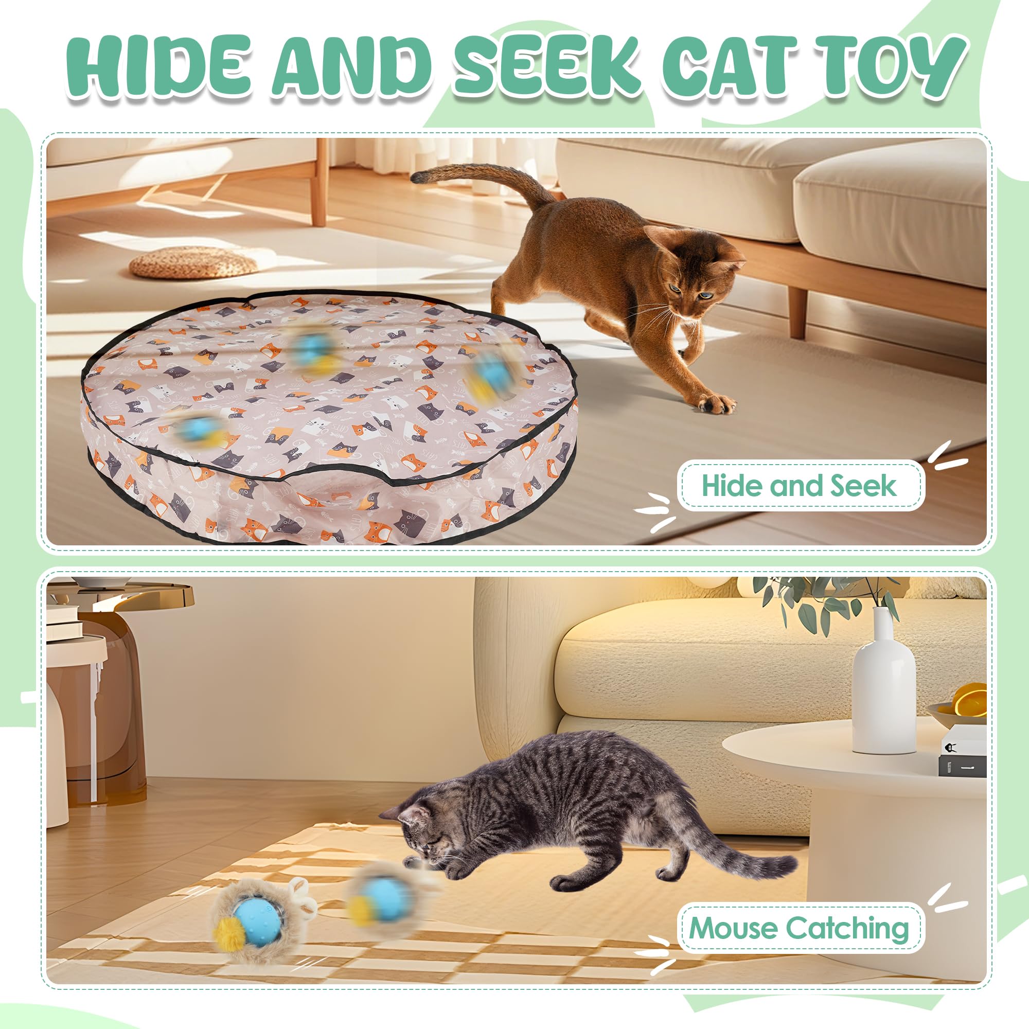 Juguetes interactivos para gatos de interior, bola inteligente recargable de pájaros simulados más bolsa de caza 2 en 1, adecuados para gatos adultos aburridos de interior (gatitos)