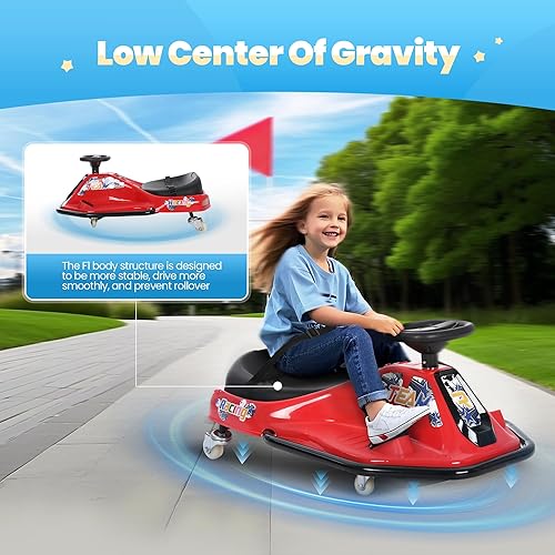 Vista 3 de 24V Go Kart Eléctrico de Derivación para Niños de 3+ años, Karts para Montar, Ruedas Luminosas Mejoradas, Interruptor de Dos Velocidades, Antivuelco
