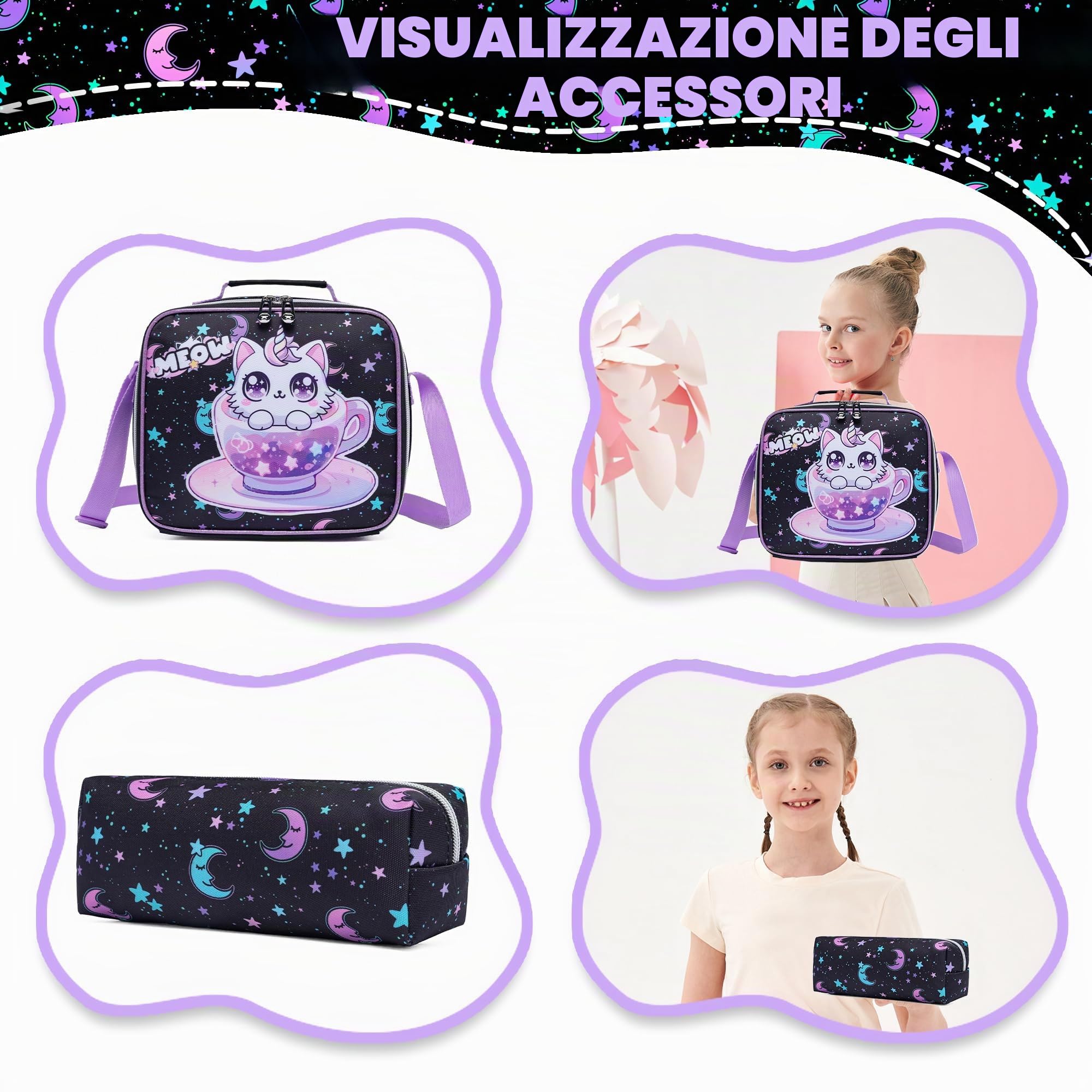 Borsa Pop It Fidget Toys per ragazze, 40,6 cm, zaino per la scuola primaria, pop, unicorno, Push Bubble Sensory, Squeeze Squeeze, borsa arrotolabile, adatta per bambini primari e asilo.