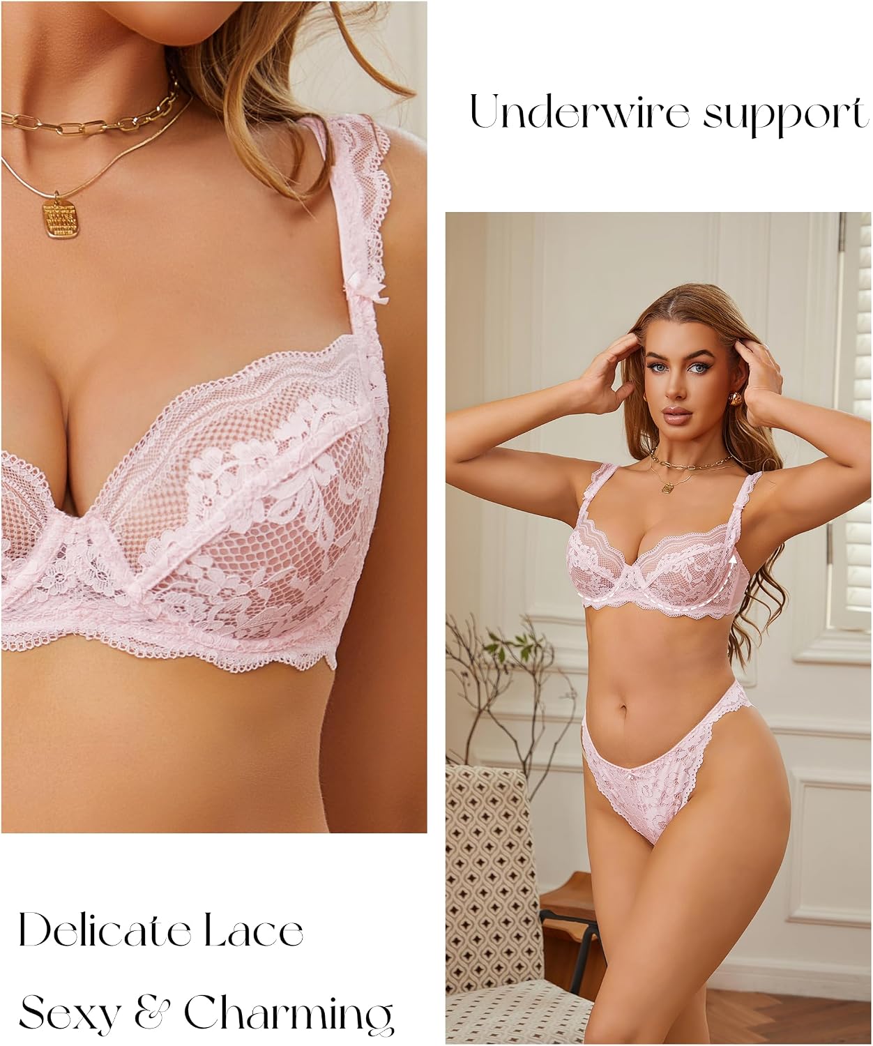 Lace Bra Bralette Push Up Unlined Demi Bras Sheer Mesh Balconette with Underwire