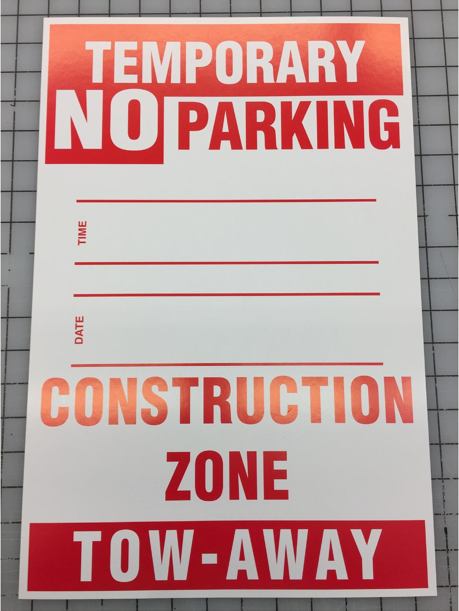 Temporary NO Parking Construction Zone Sign (5 Pack)