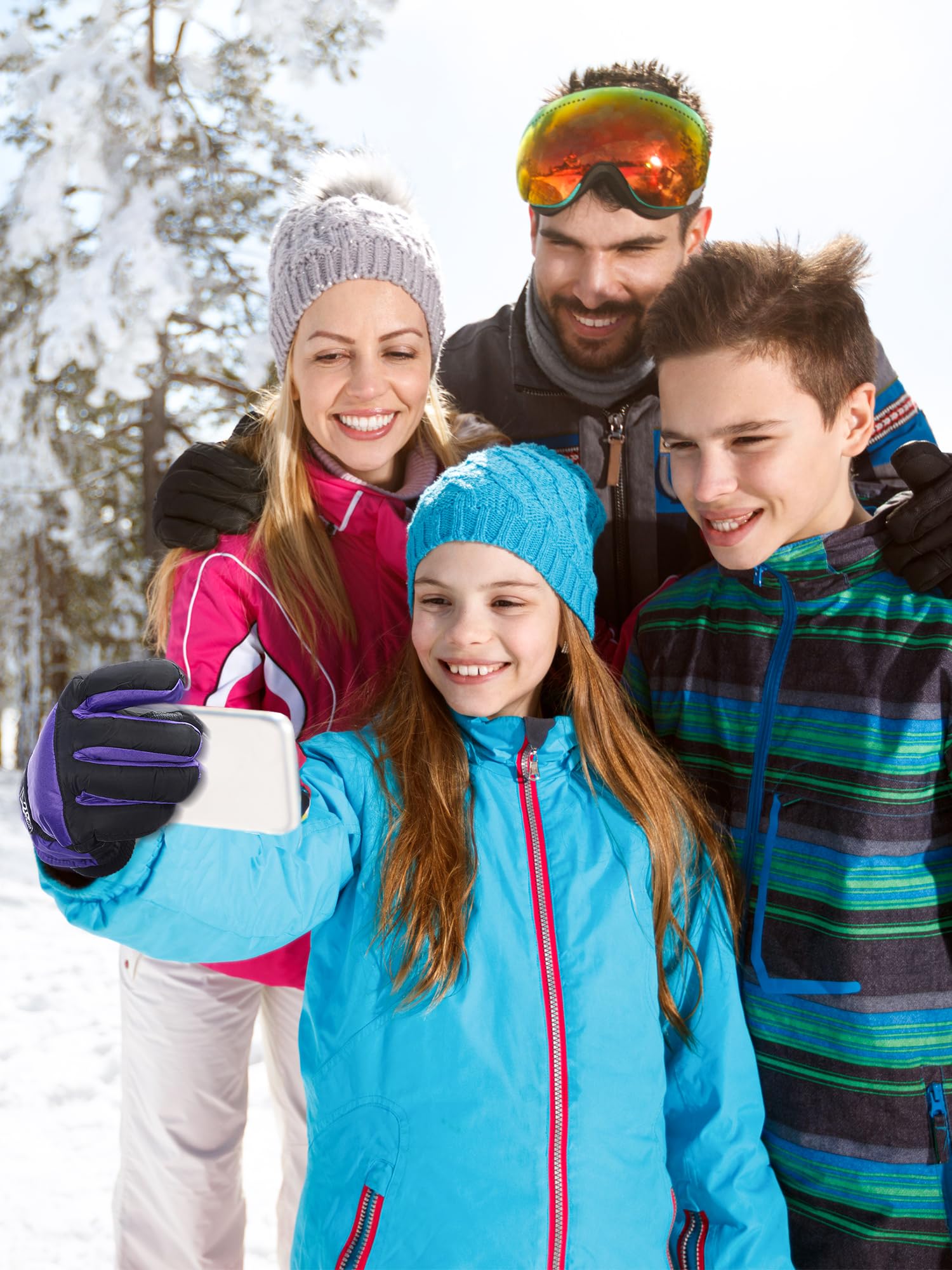 Bencailor 6 Paar Kinder-Winterhandschuhe, wasserdicht, Schneeskihandschuhe, winddicht, warme Kinder-Schneehandschuhe für Kinder
