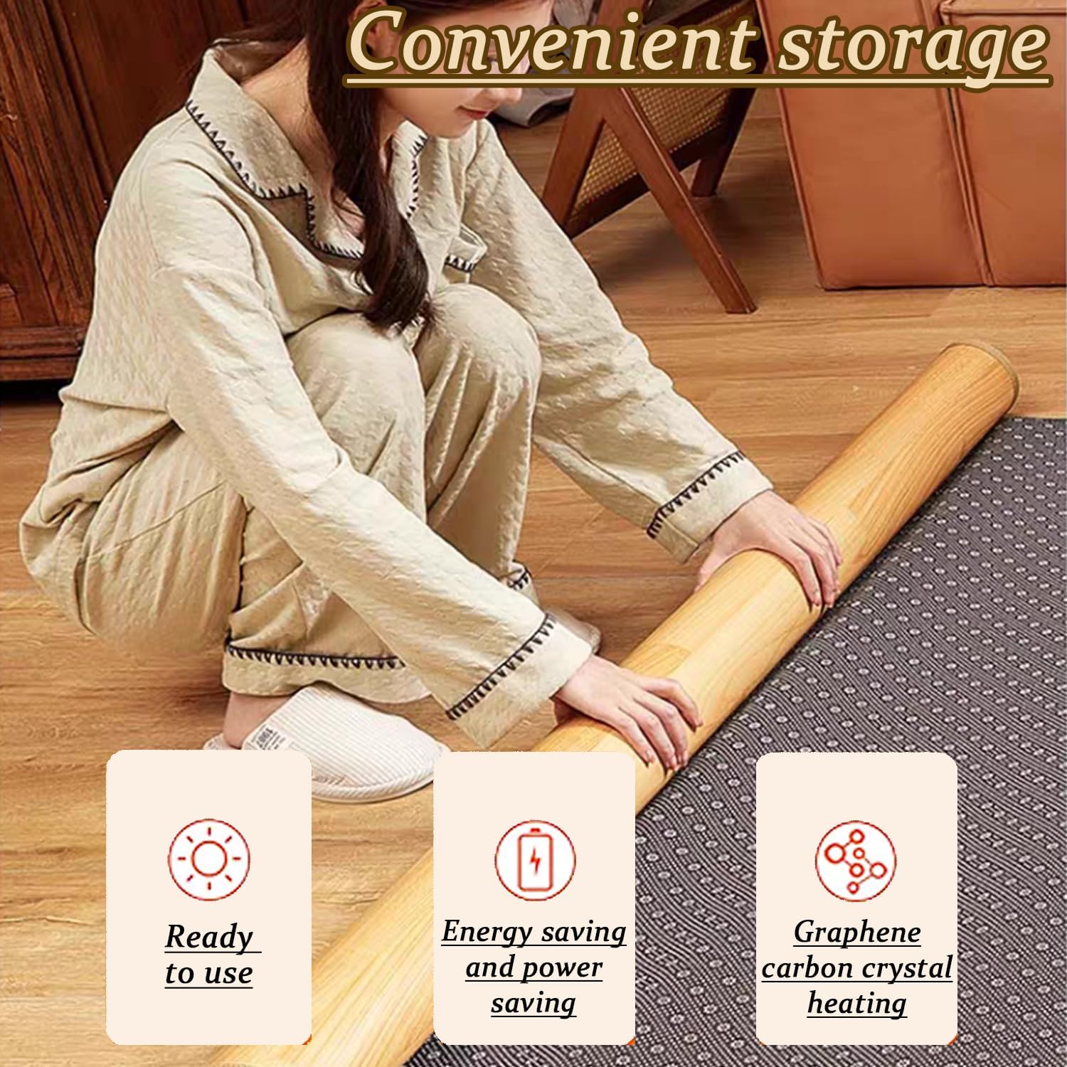 Heating Floor Mat Adjustable Temperature, Electric Heating Carpet, Floor Heated Rug, Timed Temperature Control Graphene Electric Heating Film Heating Pad, for Indoor Use(100x200cm/39x79in)