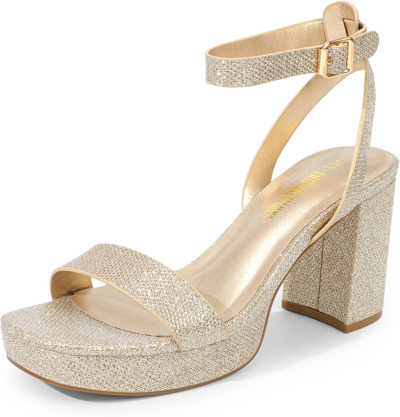 DREAM PAIRSPlatform Heels for Women High Block Chunky Open Toe Ankle Strap Heels Fashion Wedding Party Evening Prom Dance Dress Pump Sandals Shoes