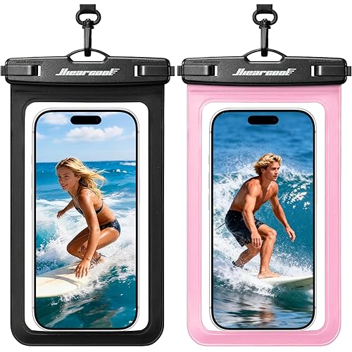 Hiearcool Universal Waterproof Case, Waterproof Phone Pouch Compatible for iPhone 17 16 15 14 13 Pro Max XS Plus Samsung Galaxy S22 Cellphone Up to 8.3", IPX8 Cellphone Beach Bag for Travel - 2 Pack