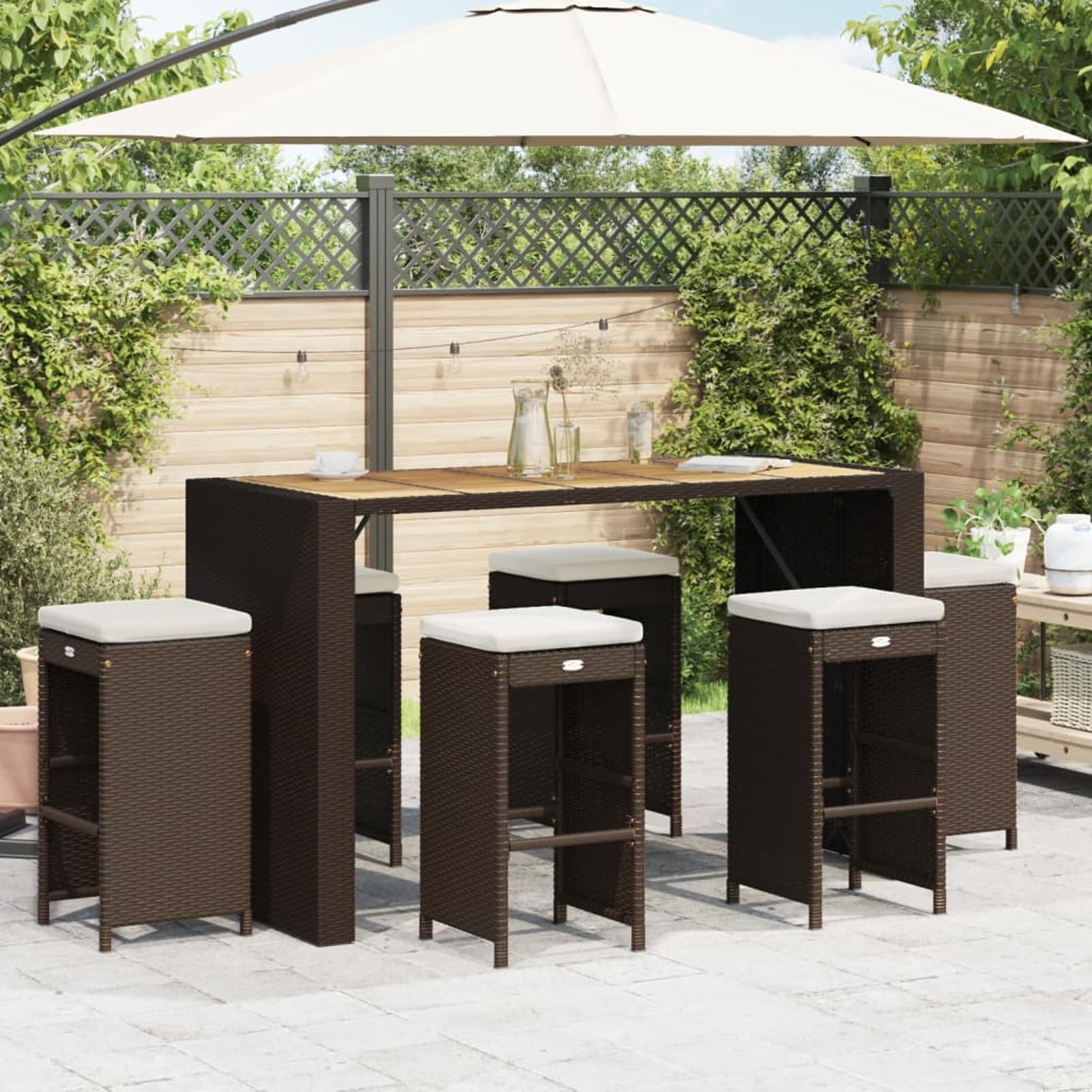 Tabourets de bar de jardin en polyrotin marron pour vos apéritifs en terrasse