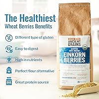 Vista 4 de Grand Teton Ancient Grains - Bayas de Einkorn 100% orgánicas, Farro Piccolo de grado alimenticio premium, bayas de trigo Einkorn, grano de Einkorn