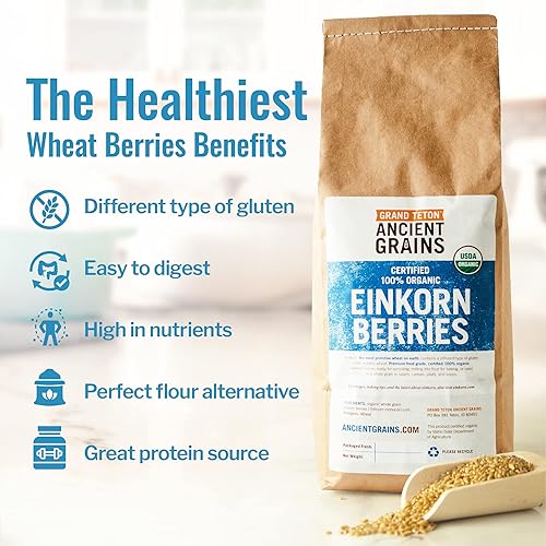 Miniatura 10 de Grand Teton Ancient Grains - Bayas de Einkorn 100% orgánicas, Farro Piccolo de grado alimenticio de primera calidad, para moler en harina, hornear,