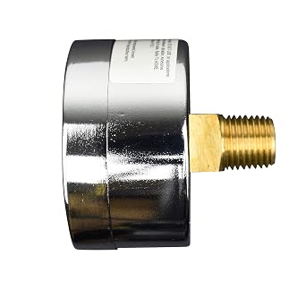 2 Pressure Gauge, Chrome Plated Steel Case, Dry, 0-100 psi/kPa, Back Mount 1/4 NPT