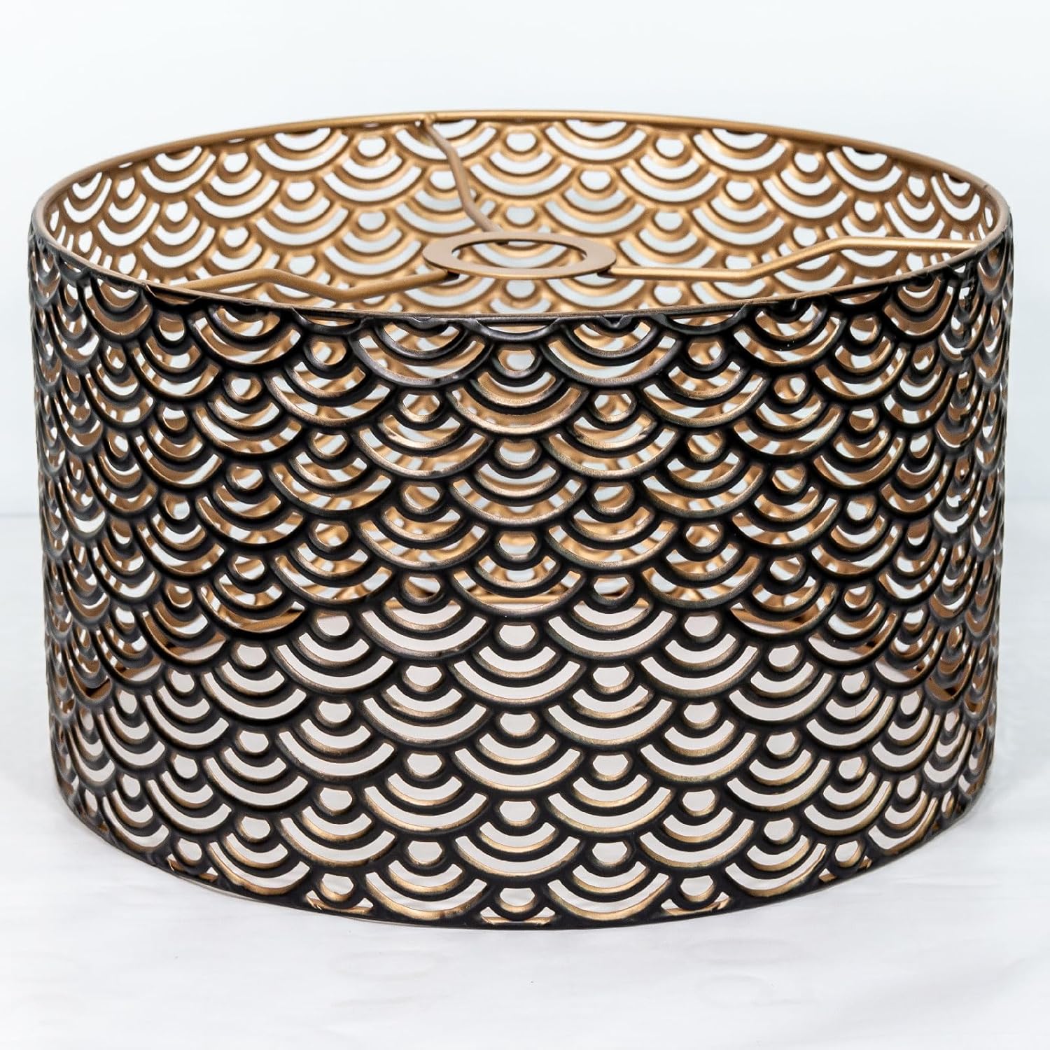 Metal drum lampshade, Unique Moroccan Iron Lamp Shades 11.81"x7.08",Hollow out Lamp Shade Replacement shades for Floor Light Table Lamp, Wall Lamp Shade(Sea wave)