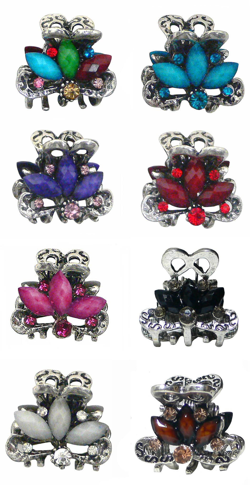 Set of 8 Tiny Metal Hair Claws, Very Light Weight Tiny Jaw Claw Clips U864175-0580-8