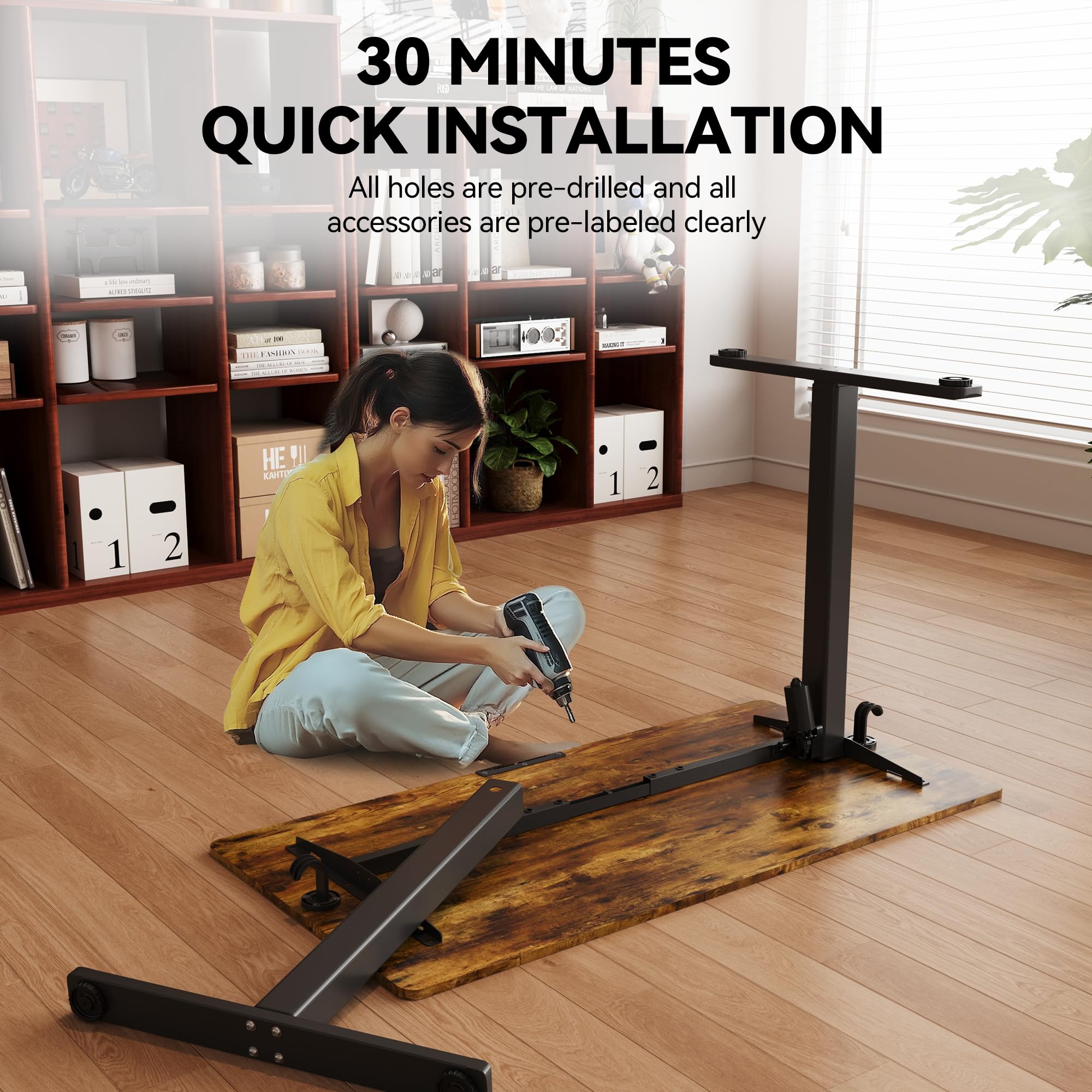Electric Standing Desk 48x24 Inches Adjustable Height Stand up Desk Sit Stand Home Office Desk with Splice Board — view 8