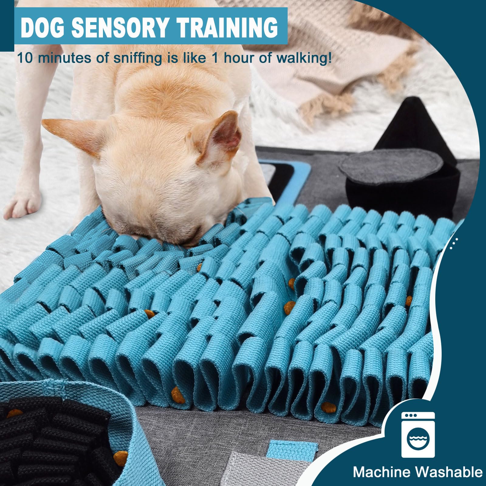 Tappeto Olfattivo Per Cani - Giochi Intelligenza Lavabile - Sniffing Mat Con 9 Nascondigli Per Snack - Foto 11