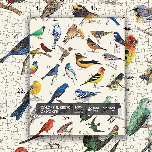 Miniatura 9 de Rompecabezas de Pájaros para Adultos de 1000 Piezas, Lindo Rompecabezas de Edredón de Jardín de Flores de Pájaros, Divertido Rompecabezas Floral con