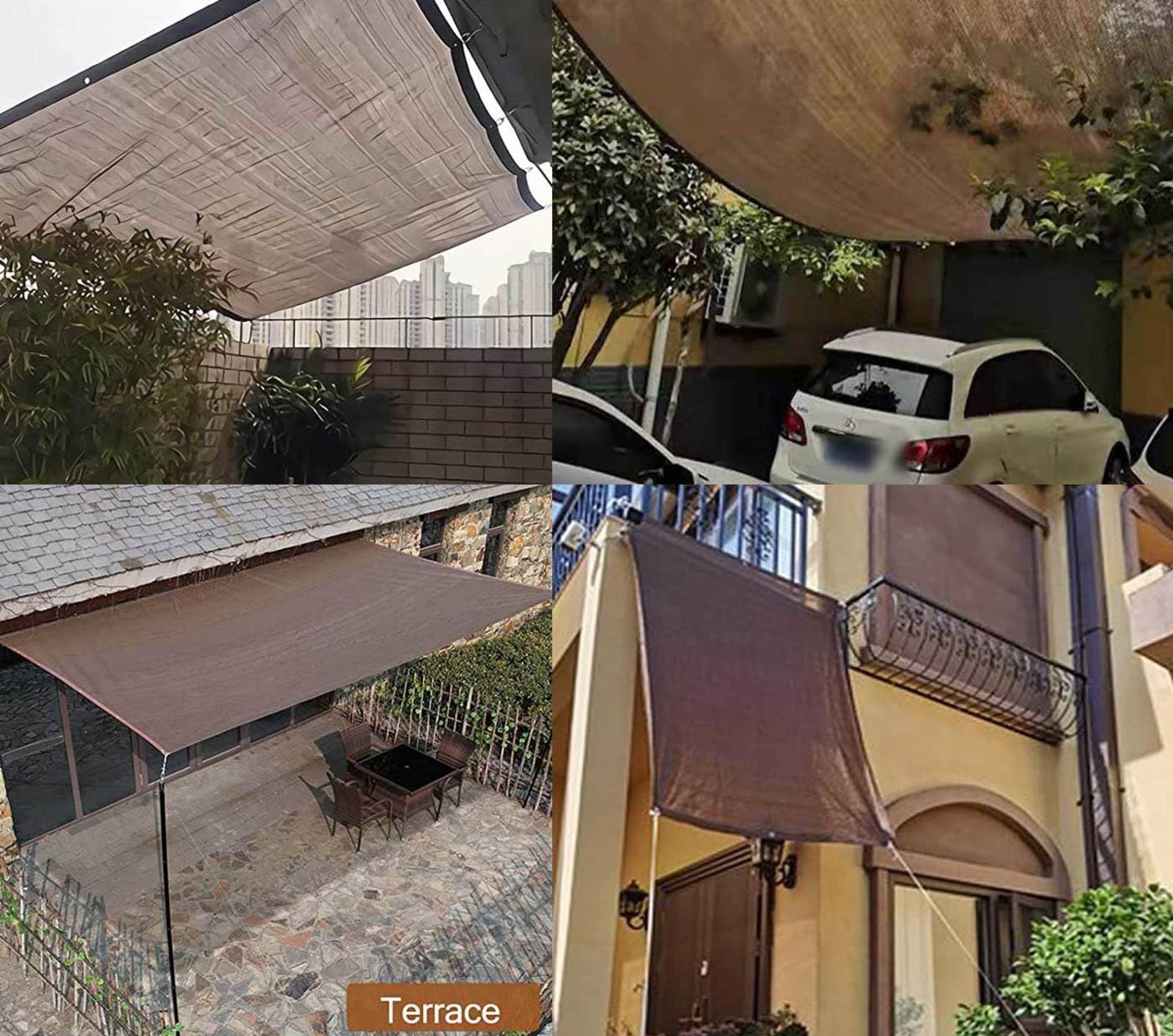 Toile Ombrage 3x3 Carré 4x4 5x5 Ombrage Terrasse Toile Pergola Voile d Ombrage 2x3 Rectangulaire RéSistant Aux 90% UV Plantes Jardin Fleurs Serre Grange Chenil Toit Couvre,brown-4x4m